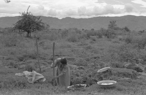 Woman working on the field, La Chamba, Colombia, 1975