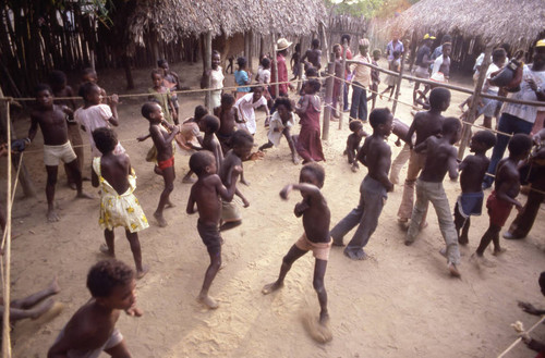 Children playing inside boxing ring, San Basilio de Palenque, 1976