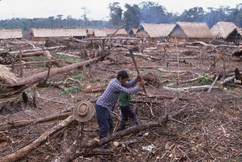 Guatemalan refugees at work, Chajul, ca. 1983