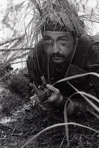 Survival school student practices silent swim techniques, Liberal, 1982