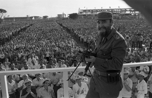 Fidel Castro holds a rifle, Havana, 1980