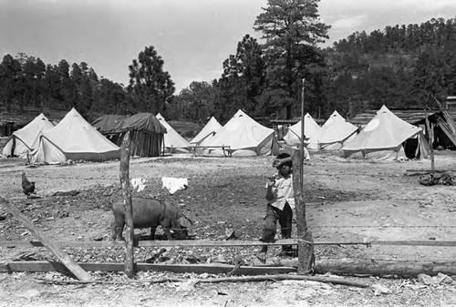 Little boy at refugee camp, Perquín, Morazán, 1983