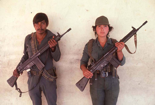 Two guerrillas in occupied town, La Palma, 1983