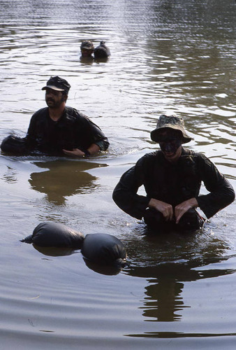 Survival school students in a pond, Liberal, 1982