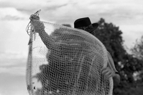 Fisherman and his net, La Chamba, Colombia, 1975