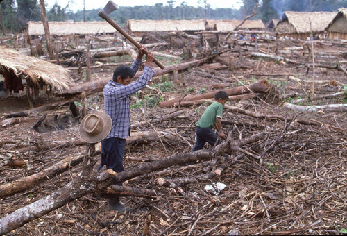 Guatemalan refugees at work, Chajul, ca. 1983