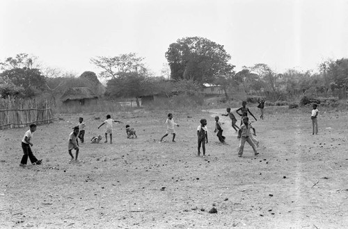 Boys playing in a dirt field, San Basilio de Palenque, 1977