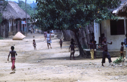 Children playing in the street, San Basilio de Palenque, 1976