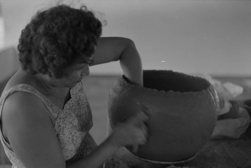 Artisan at work, La Chamba, Colombia, 1975