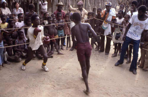 Men boxing in boxing ring, San Basilio de Palenque, 1976