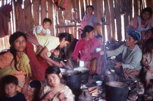 Guatemalan refugees serve food, Cuauhtémoc, 1983