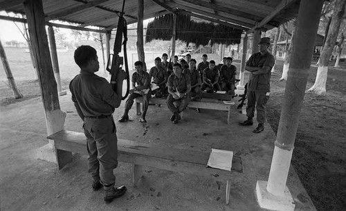 Cadets sit for demonstration, Ilopango, San Salvador, 1983