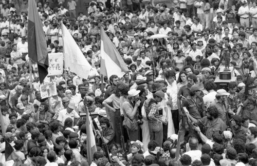 Aerial view of a mass rally, Managua, 1979