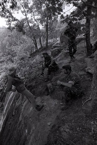 Survival school students learn to rappel, Liberal, 1982