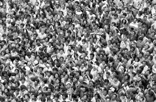 Aerial view of a mass rally, Managua, 1979