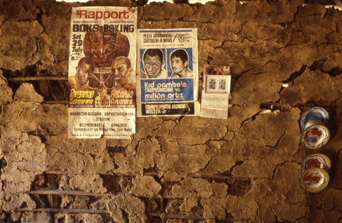 Boxing posters on a wall, San Basilio de Palenque, 1976