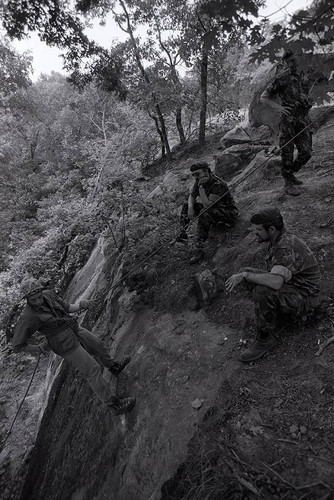 Survival school students learn to rappel, Liberal, 1982