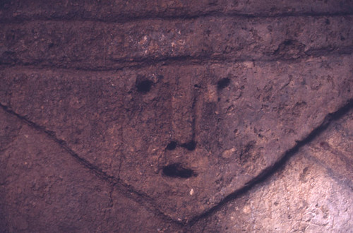 An anthropomorphic incision, Tierradentro, Colombia, 1975