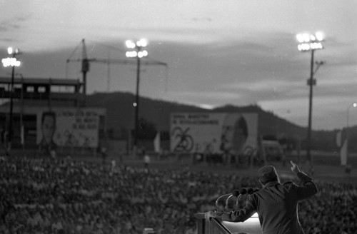 Fidel Castro gives a speech, Havana, 1980