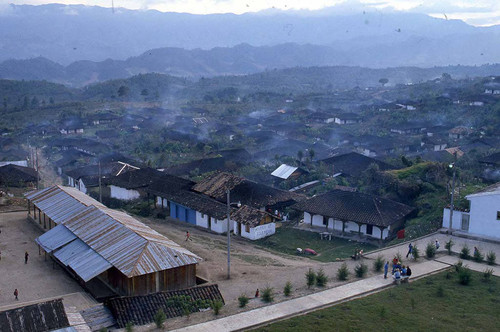 Aerial view of neighborhood homes in Chajul, Chajul, 1982