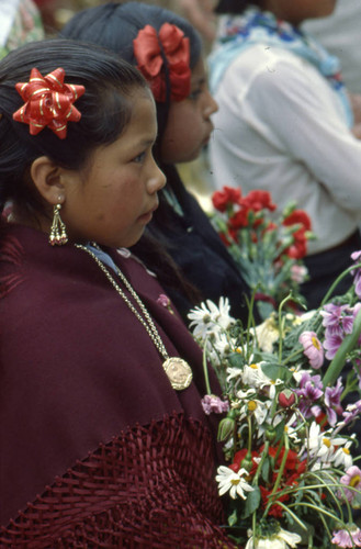 Two little girls at the Blacks and Whites Carnival, Nariño, Colombia, 1979