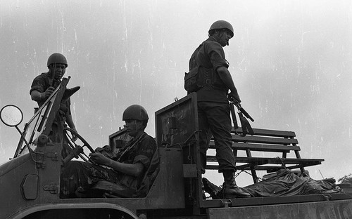 Soldiers on a truck, Nicaragua, 1979