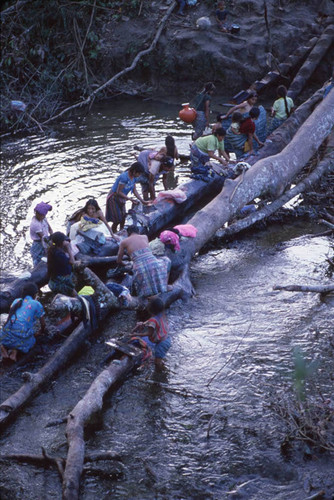 Guatemalan refugees at river, Puerto Rico, ca. 1983