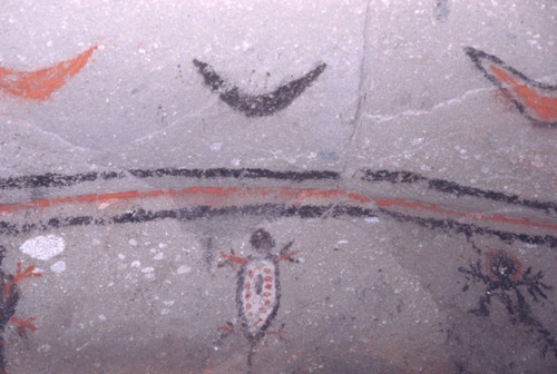 Painted animals and crescents in a hypogeum, Tierradentro, Colombia, 1975