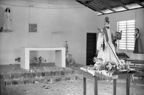 Statue of San Basilio inside the church, San Basilio de Palenque, 1975