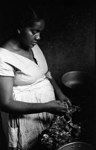 Woman cooking a turtle, San Basilio de Palenque, 1977