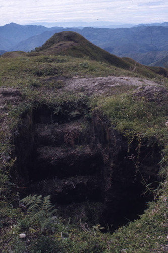 Entrance into a hypogeum, Tierradentro, Colombia, 1975