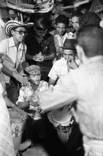 Men playing congas, Barranquilla, Colombia, 1977