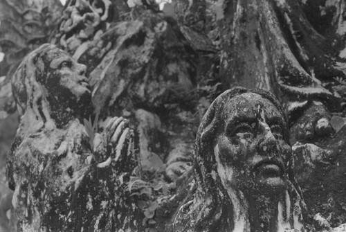 Two stone religious figures, Barbacoas, Colombia, 1979