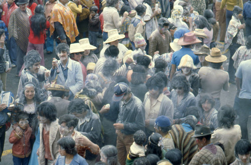 Large crowd at the Blacks and Whites Carnival, Nariño, Colombia, 1979