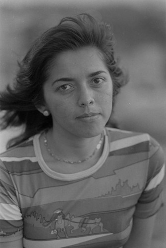 Woman close-up portrait, San Basilio de Palenque, 1976