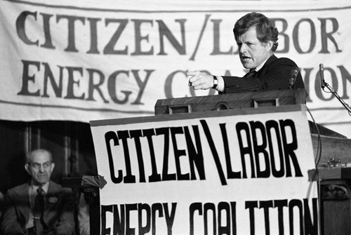 Ted Kennedy at podium, Philadelphia, 1980