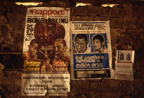 Boxing posters on a wall, San Basilio de Palenque, 1976