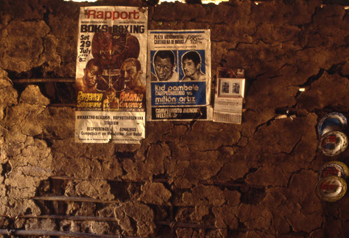 Boxing posters on a wall, San Basilio de Palenque, 1976
