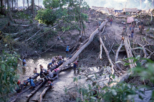 Guatemalan refugees at a river, Puerto Rico, ca. 1983 — Calisphere