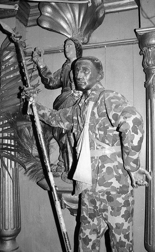 Religious statue dressed in military uniform, Chajul, 1982