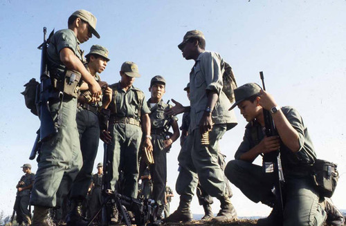 U.S. advisor speaks to cadets, Ilopango, San Salvador, 1983