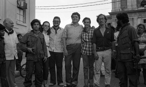 Group posing at mass rally, Managua, 1979