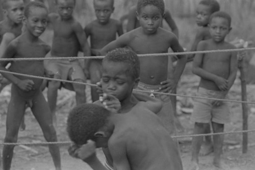 Children boxing, San Basilio de Palenque, ca. 1978