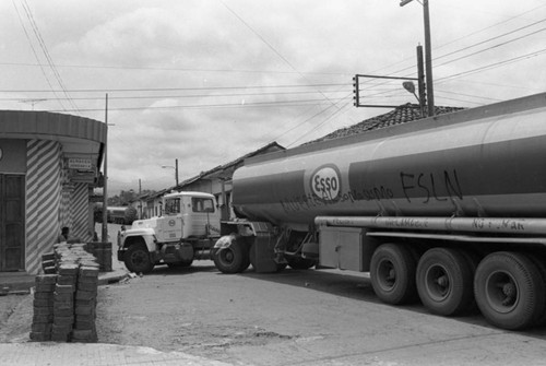 Tank truck in the street, Nicaragua, 1979