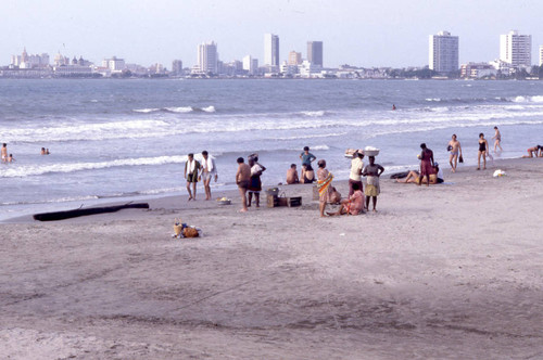 Woman selling fruits on the beach, Cartagena, 1976