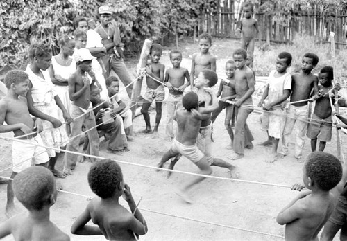 Children boxing inside ring, San Basilio del Palenque, ca. 1978