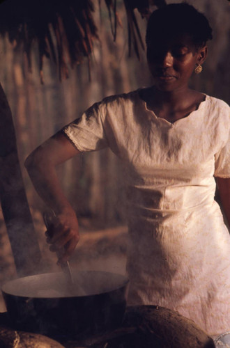 Woman stirring a pot, San Basilio de Palenque, 1976