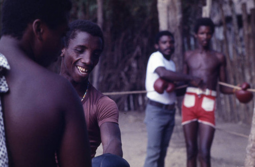 Boxers inside ring, San Basilio de Palenque, 1976