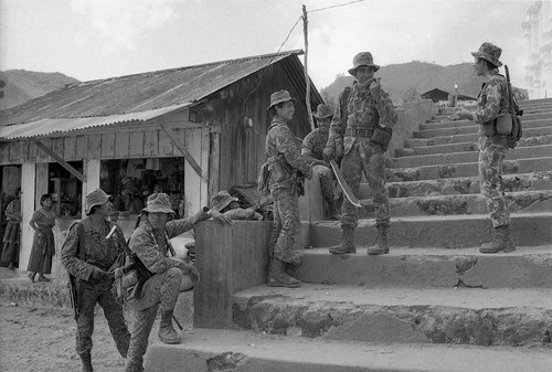 Idle soldiers in Chajul, Chajul, 1982