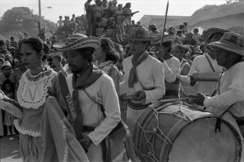 Musicians and dancers performing, Barranquilla, Colombia, 1977